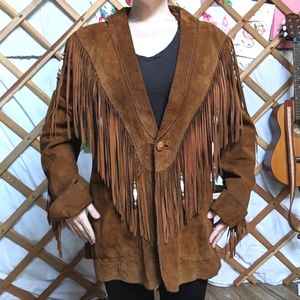 🍁 Vintage Leather Fringed Jacket - Made in Canada - Women’s Medium